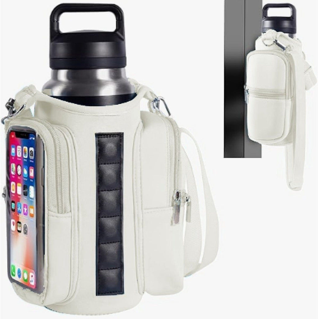 Magnetic Sports Bag with Adjustable Shoulder Strap - Includes Water Bottle Holder and Pocket - for Sports, Workouts, Travel & Work（White）