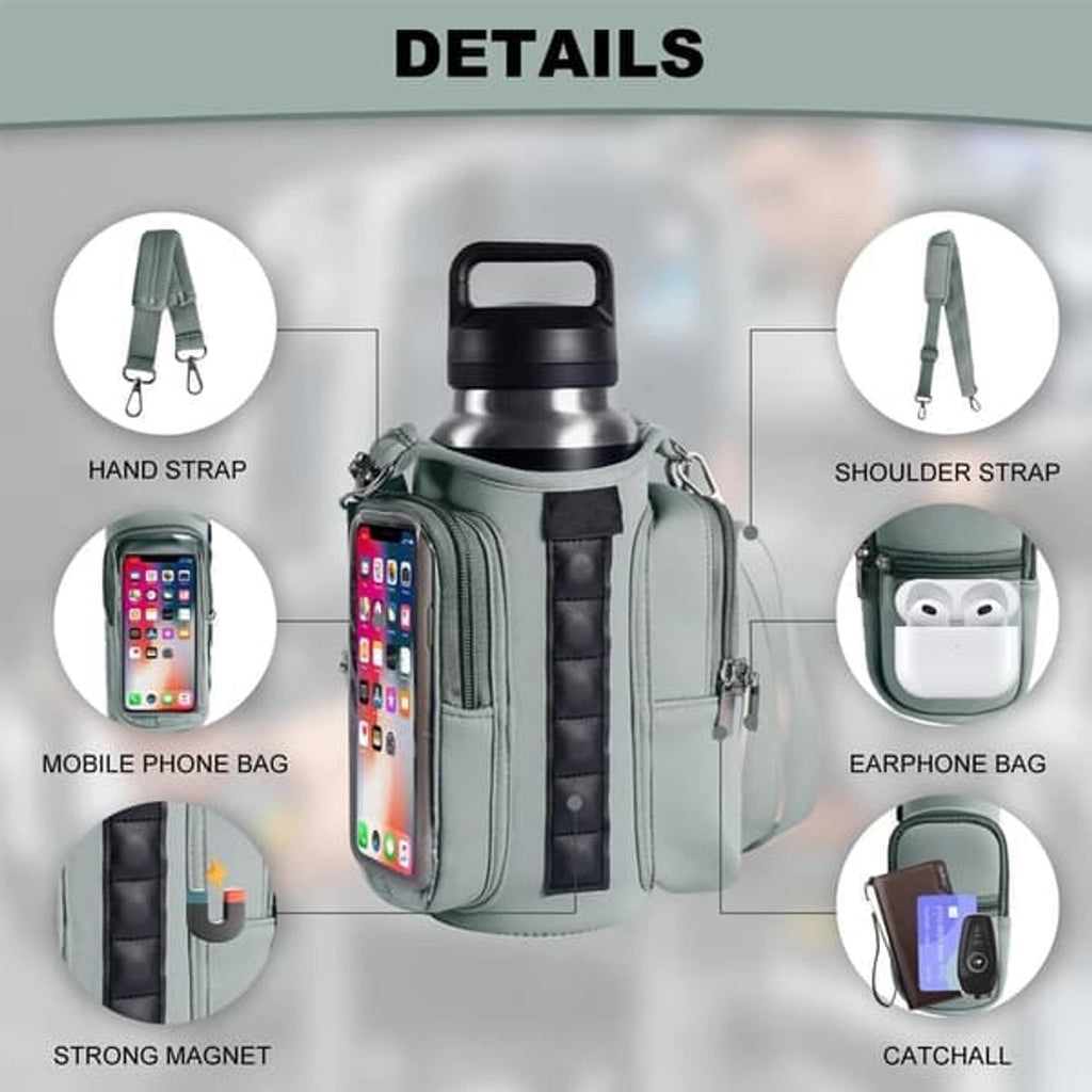 Magnetic Sports Bag with Adjustable Shoulder Strap - Includes Water Bottle Holder and Pocket - for Sports, Workouts, Travel & Work（Pink）