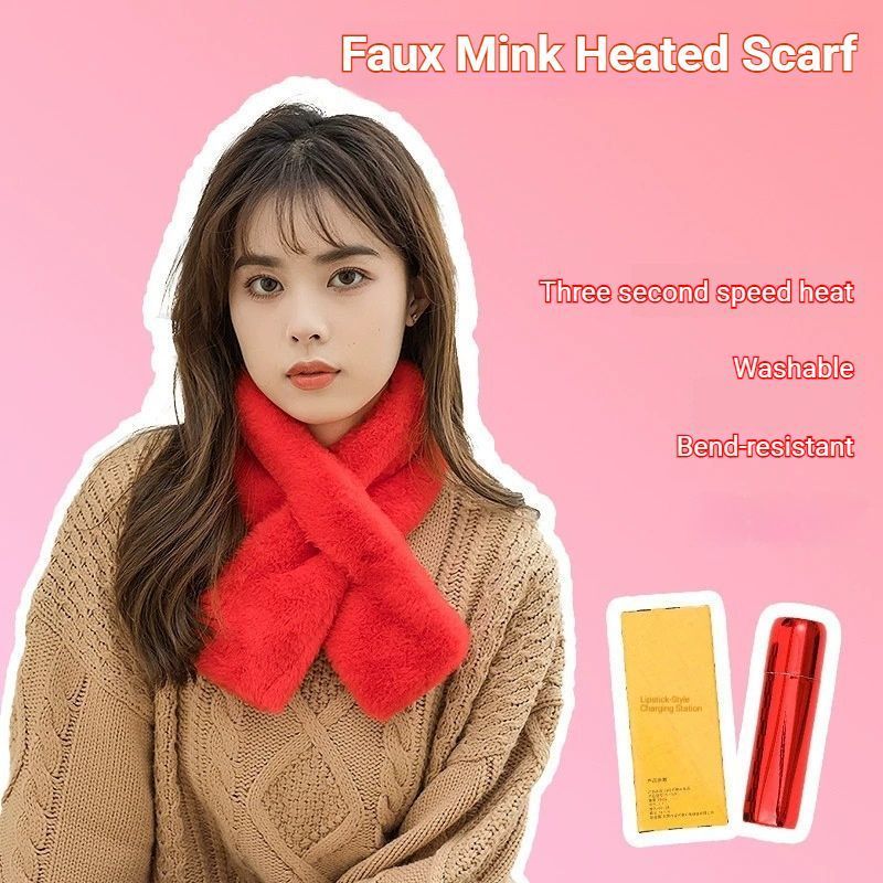 Winter Imitation Rabbit Fur USB Heated Scarf Beige-Gift Box Edition