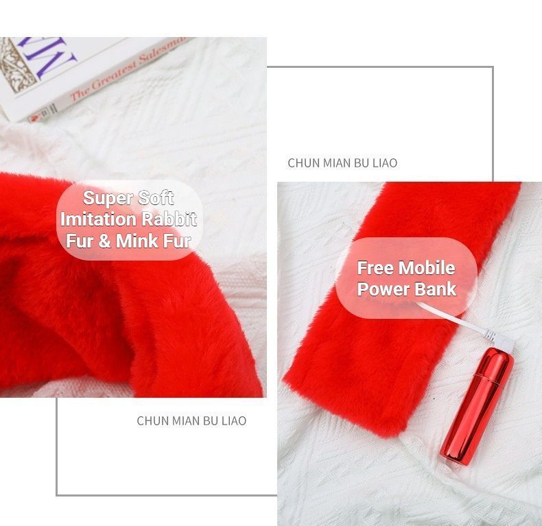 Winter Imitation Rabbit Fur USB Heated Scarf Beige-Gift Box Edition