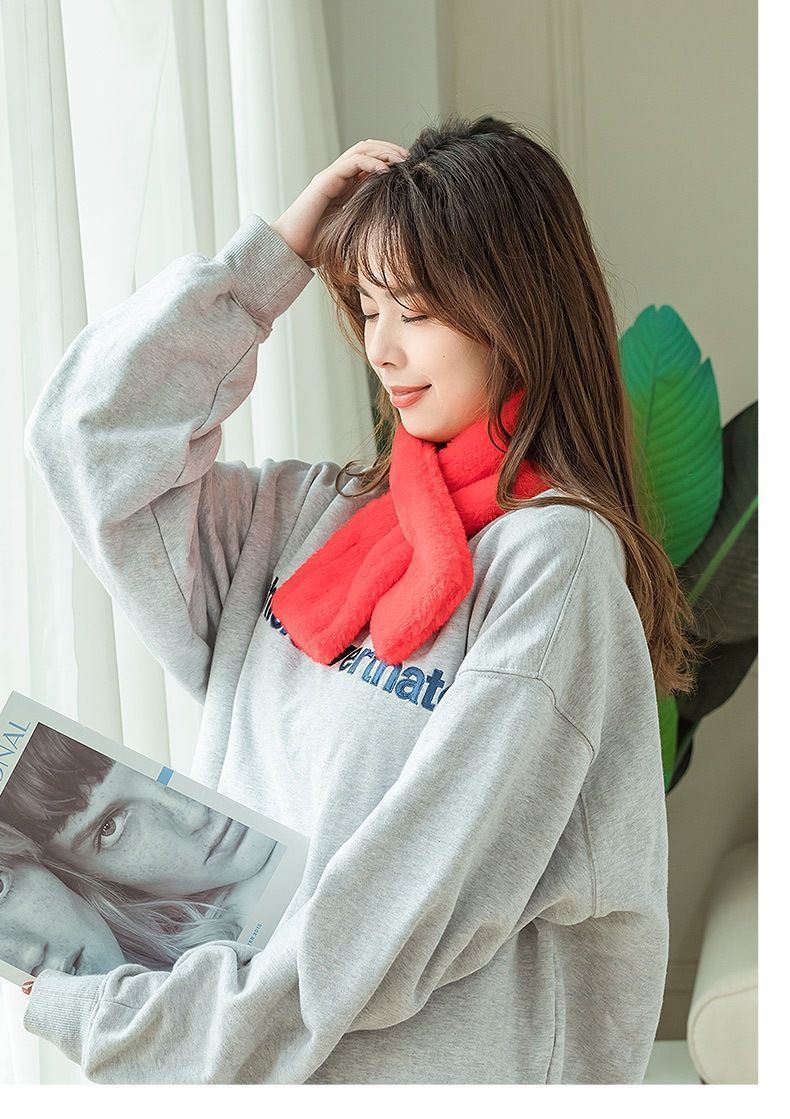 Winter Imitation Rabbit Fur USB Heated Scarf Beige-Gift Box Edition