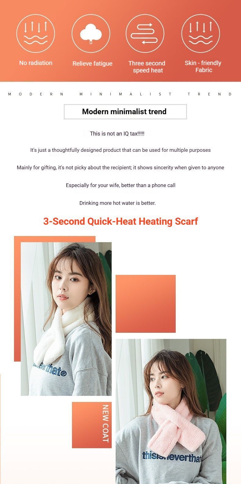 Winter Imitation Rabbit Fur USB Heated Scarf Pink-Gift Box Edition