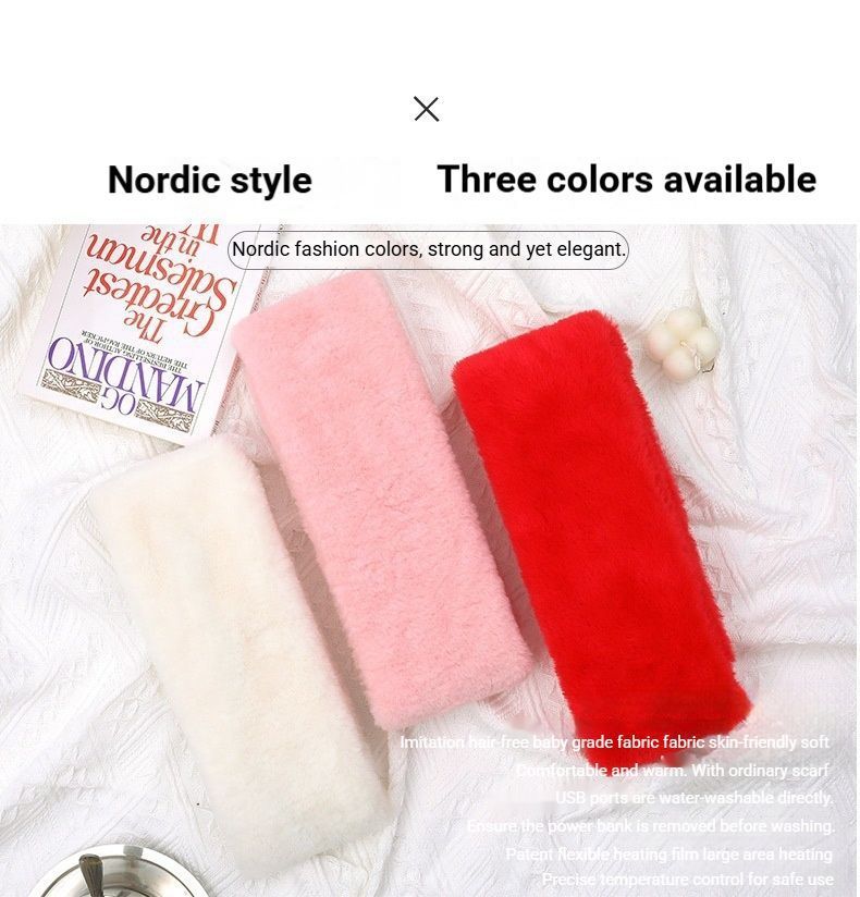 Winter Imitation Rabbit Fur USB Heated Scarf Red-Gift Box Edition