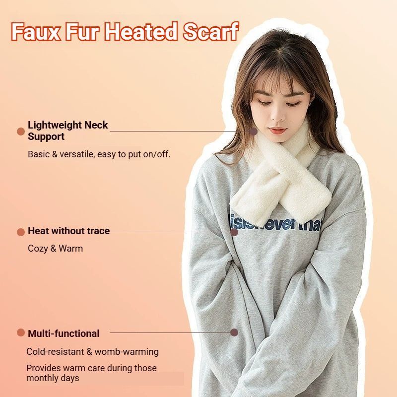 Winter Imitation Rabbit Fur USB Heated Scarf Red-Gift Box Edition