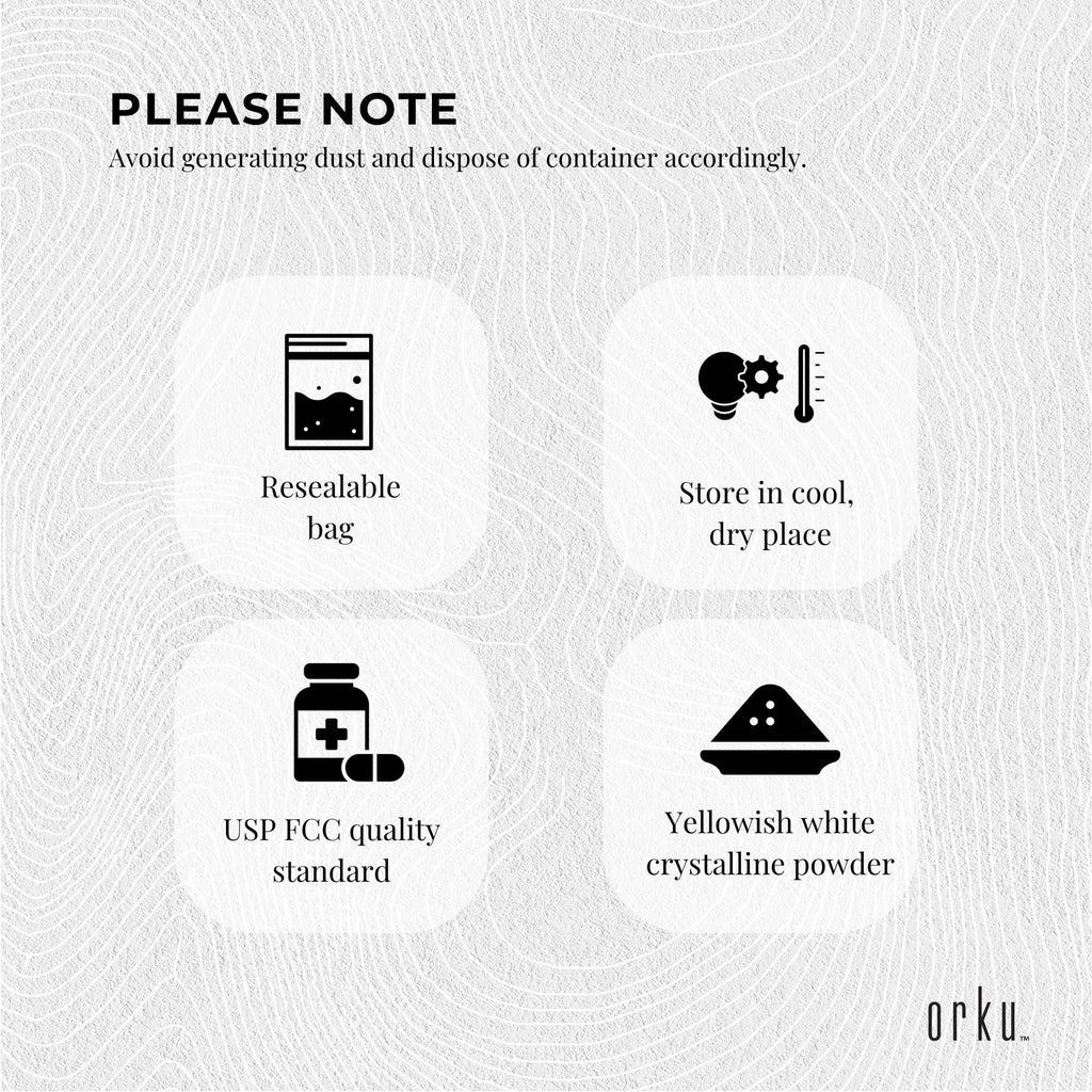 Orku 100g Sodium Ascorbate - High Purity Soluble Crystalline Powder Ingredient