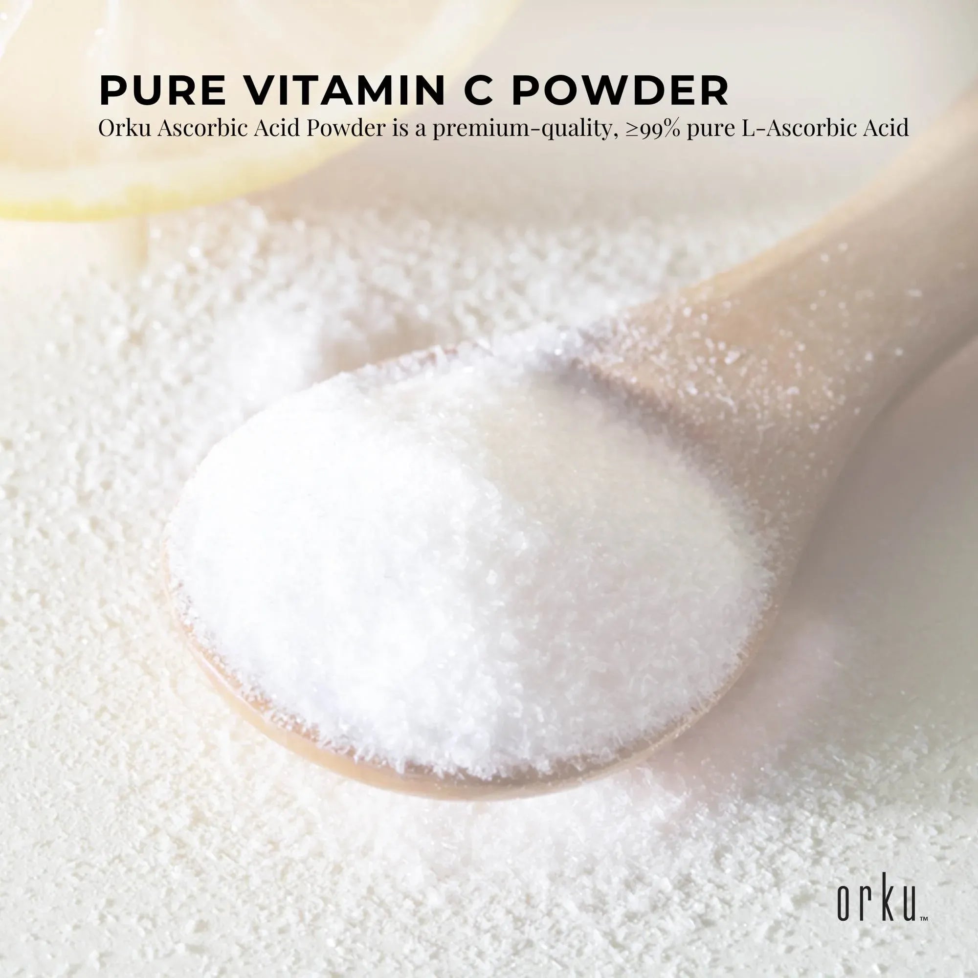Orku 50g Vitamin C Powder Pure L-Ascorbic Acid - USP Grade Non-GMO