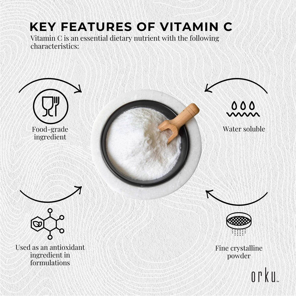 Orku 400g Vitamin C Powder Pure L-Ascorbic Acid - USP Grade Non-GMO