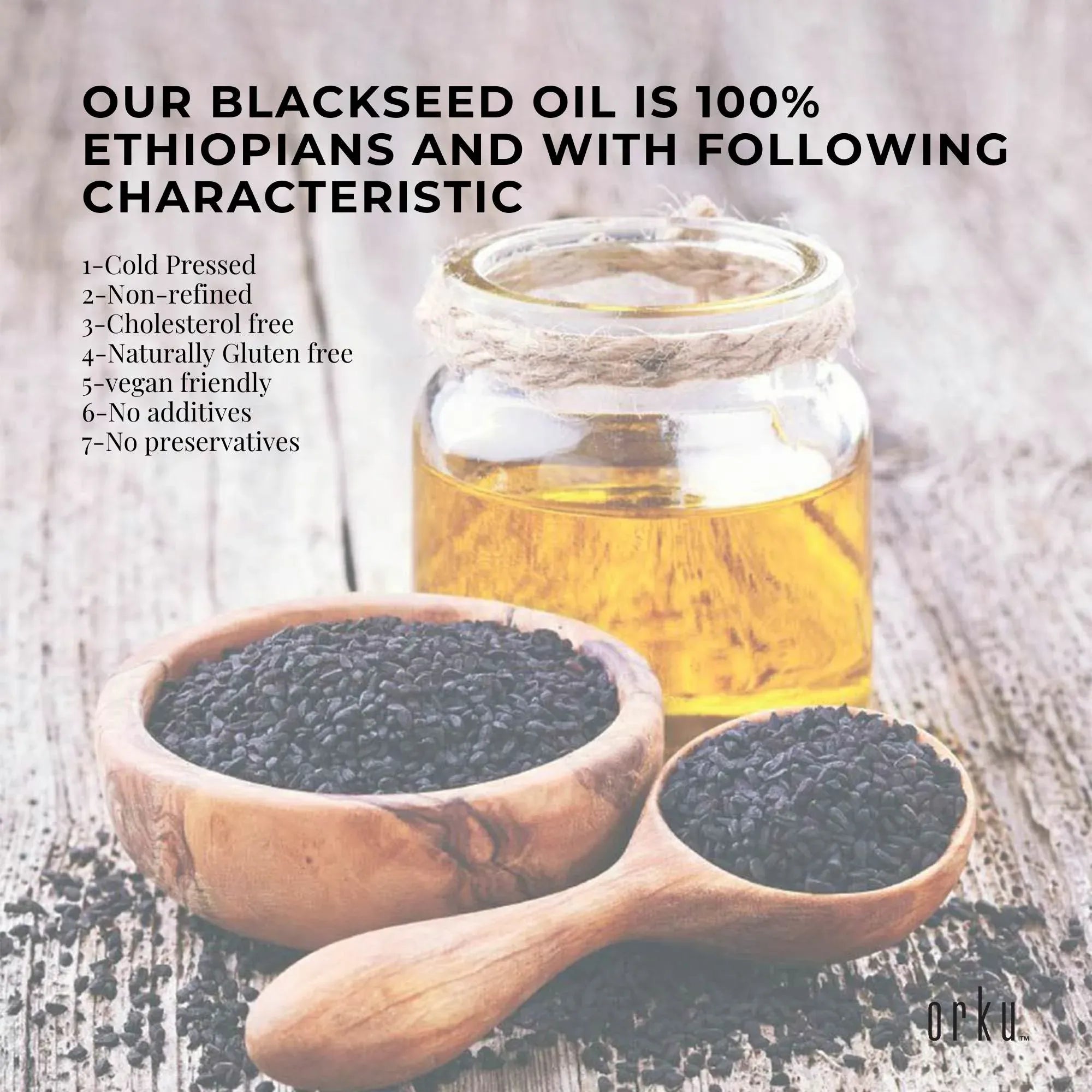 Orku 100ml Pure Black Seed Oil Cold Pressed 100% Ethiopian Nigella Sativa Cumin