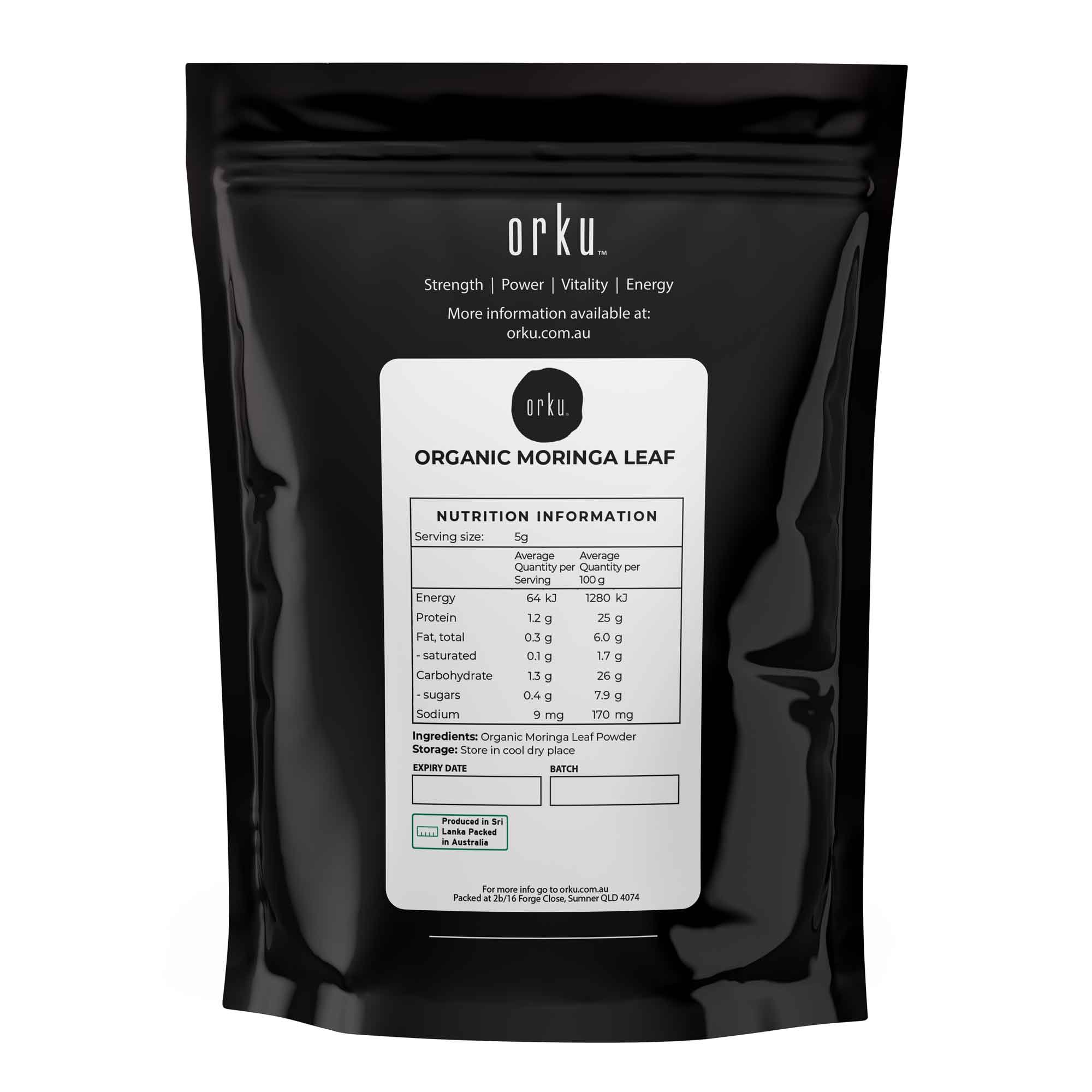 Orku 50g Organic Moringa Leaf Powder - Food Grade Oleifera Drumstick Leaf