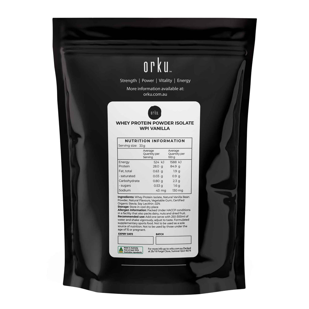 Orku 2Kg WPI Whey Protein Isolate Powder - Vanilla Bag | Sports Food