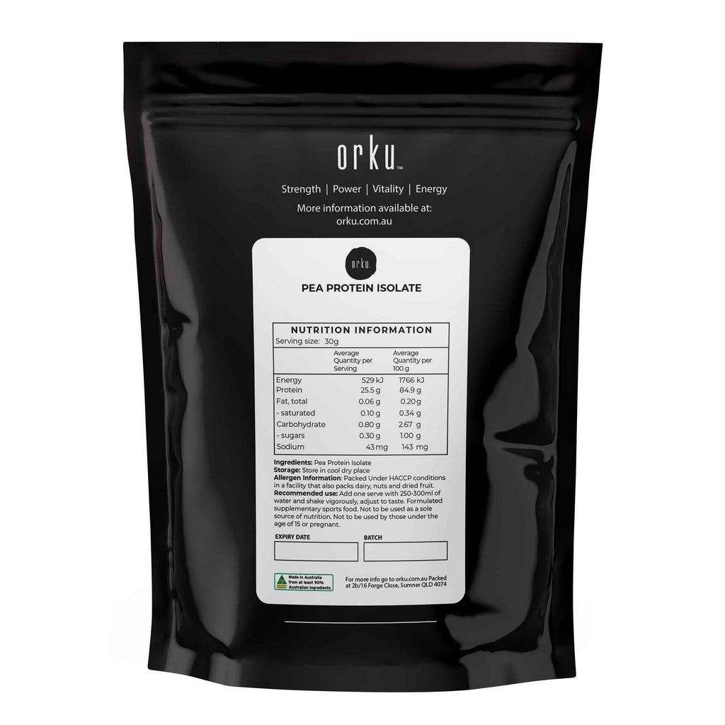 Orku 1kg Pea Protein Isolate Powder - High Protein Plant Based Unsweetened