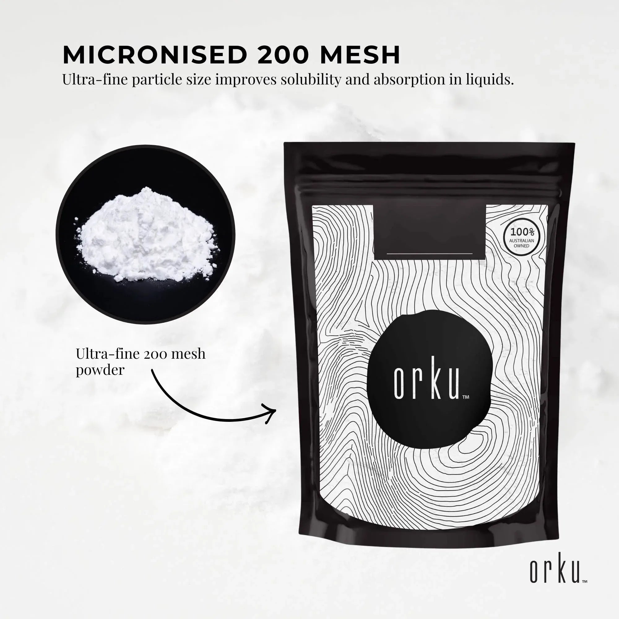 Orku 400g Creatine Monohydrate Powder - 200 Mesh Micronised | 99.9% Purity