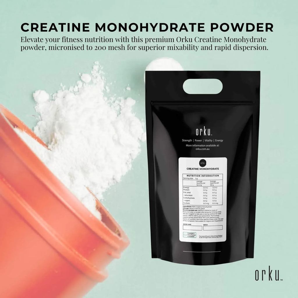 Orku 5Kg Creatine Monohydrate Powder - 200 Mesh Micronised | 99.9% Purity