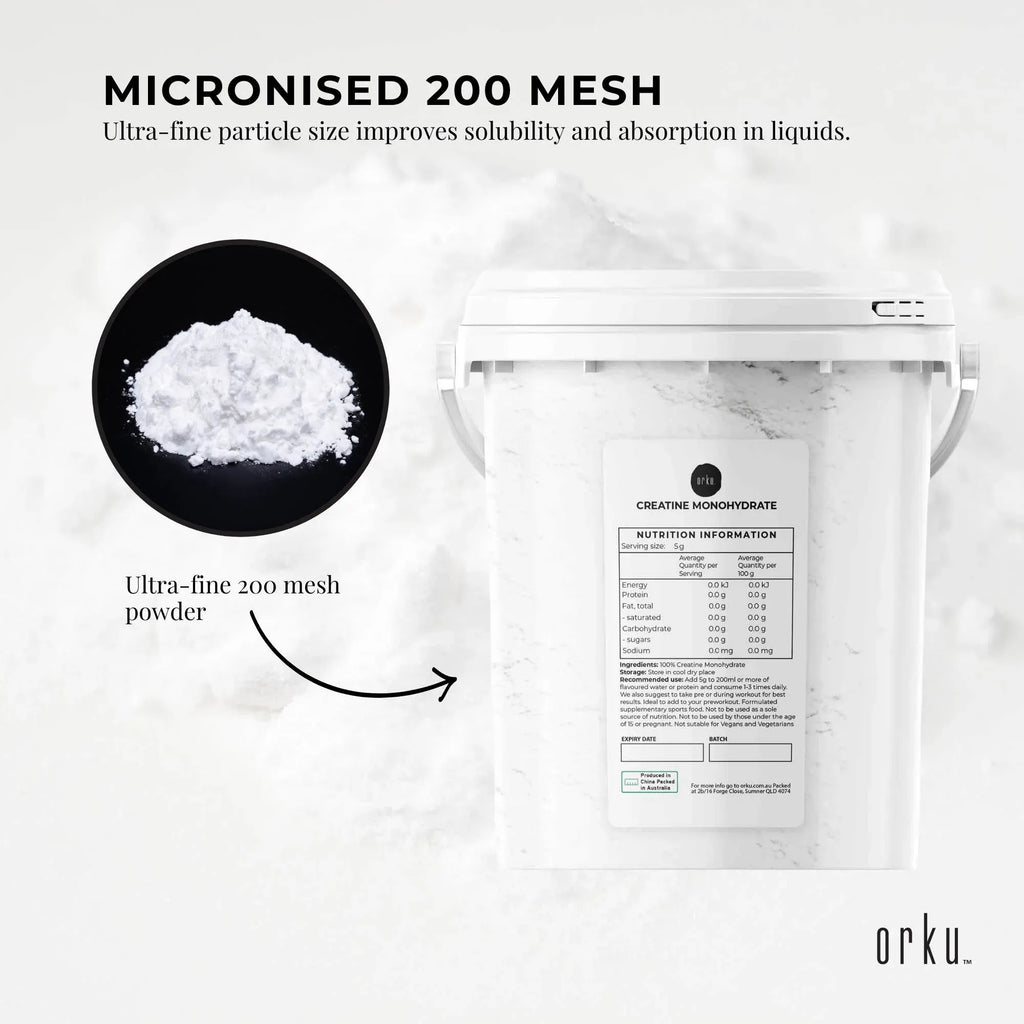 Orku 800g Creatine Monohydrate Powder Tub - 200 Mesh Micronised | 99.9% Purity
