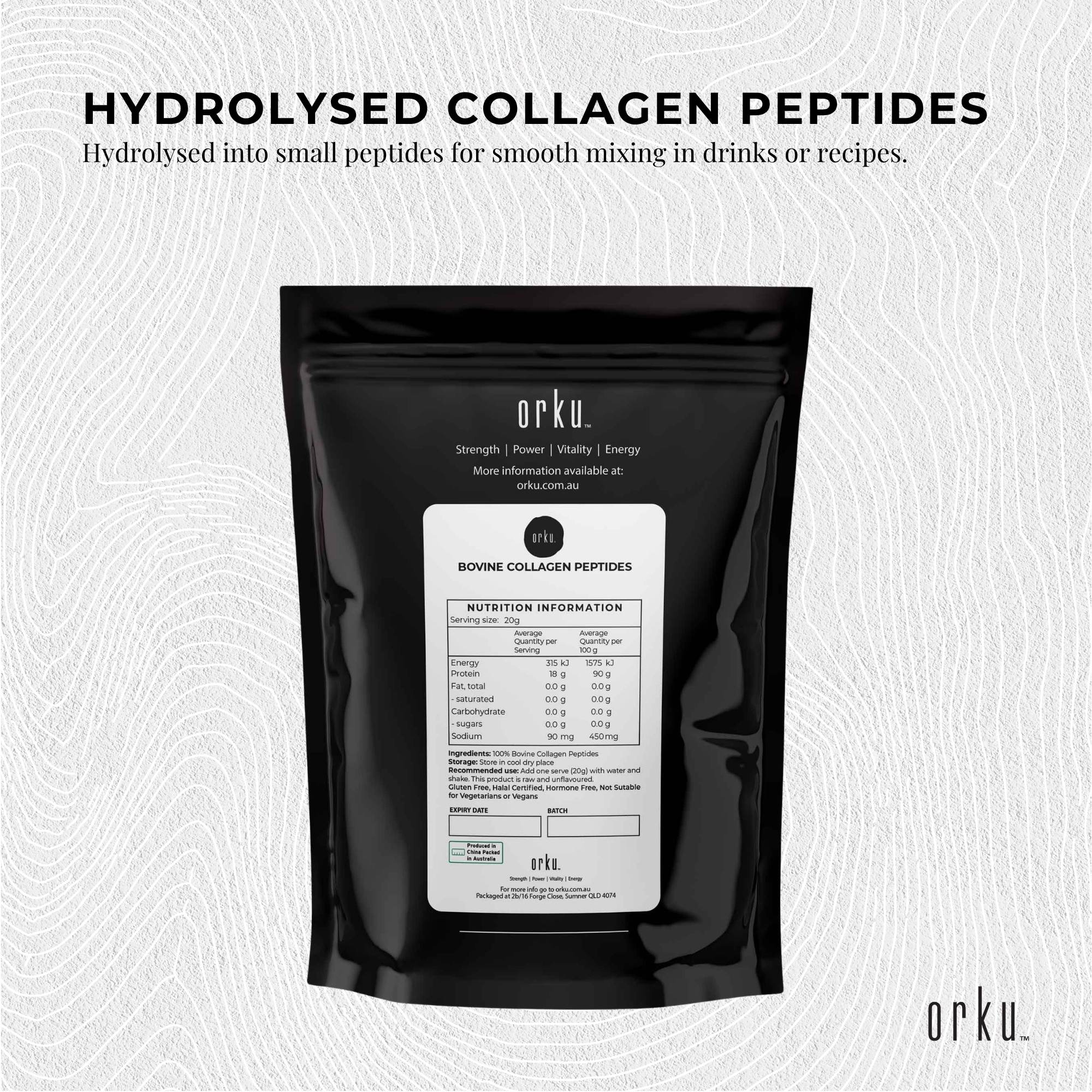 Orku 1Kg Bovine Collagen Peptides Powder Hydrolysed Protein Unflavoured