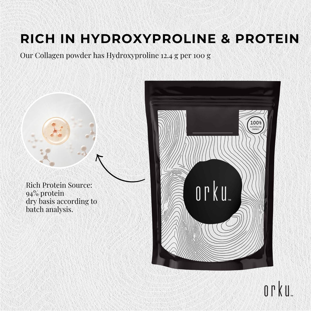 Orku 1Kg Bovine Collagen Peptides Powder Hydrolysed Protein Unflavoured