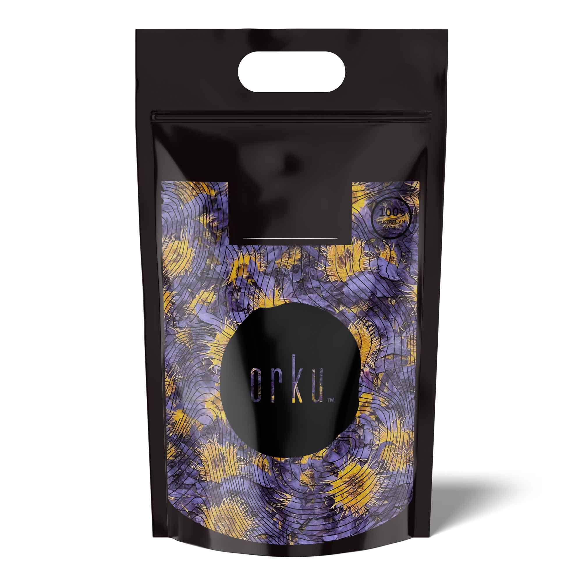 Orku 500g Dried Blue Lotus Flowers - Whole Open Lily Nymphaea Caerulea