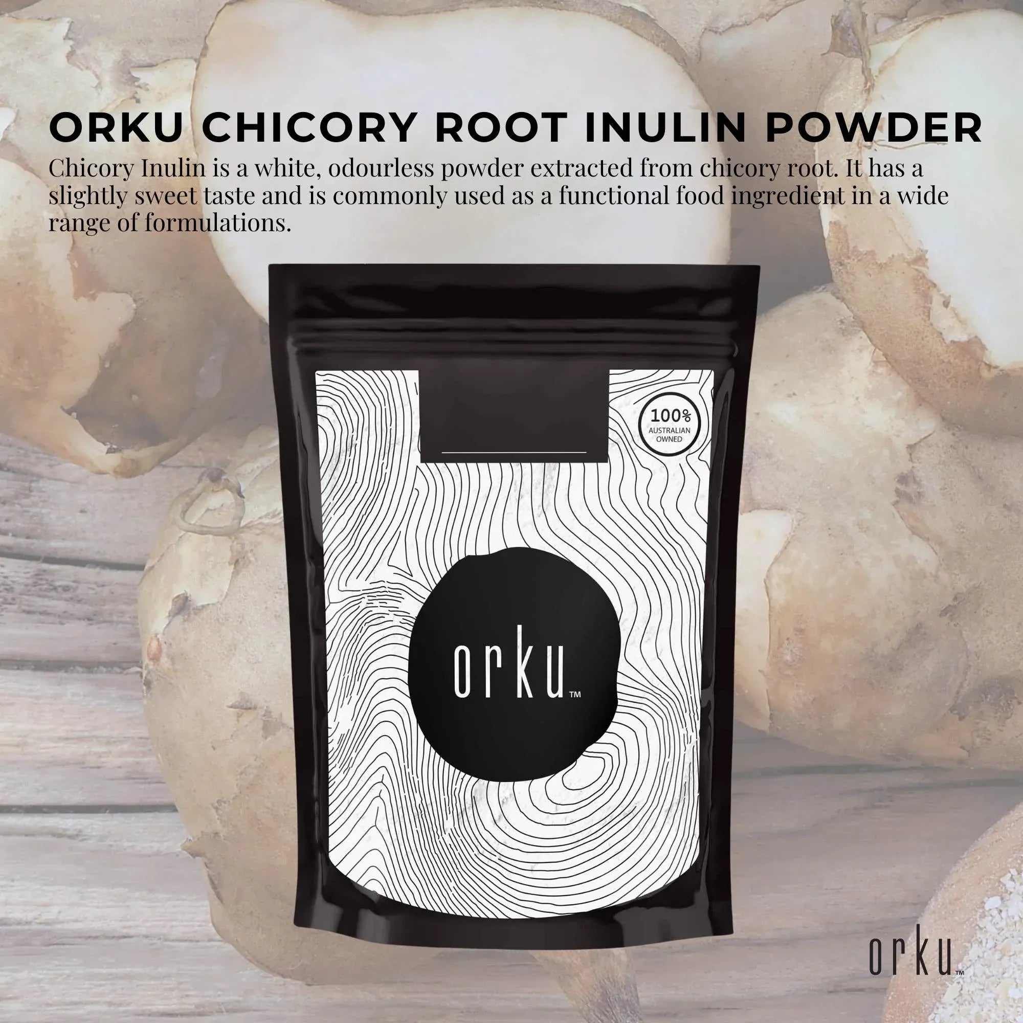 Orku 100g Chicory Root Inulin Powder - Unflavoured Food Ingredient