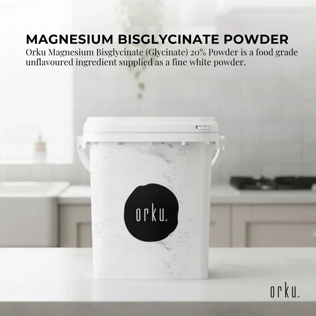 Orku 800g Magnesium Bisglycinate Powder Unflavoured Chelated - Tub