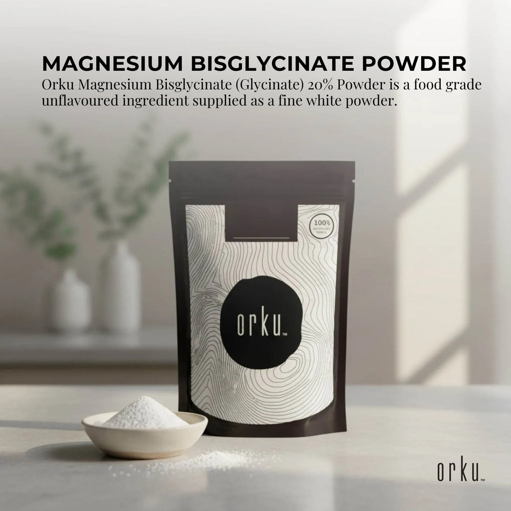 Orku 100g Magnesium Bisglycinate Powder Unflavoured Chelated
